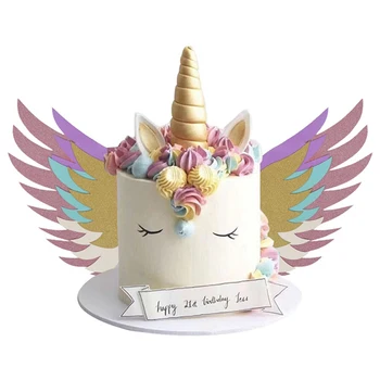 

Angel wings unicorn party decoration cupcake cake topper picks birthday cake decoration tool topper baby girl birthday party