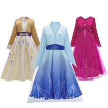 Платье принцессы Эльзы и Анны для костюмированной вечеринки «ледяная история 2» Праздничные вечерние летние платья для девочек «Снежная королева», «фантазия», платья для маленьких девочек