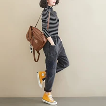 Женские брюки; сезон осень-зима; большие размеры; Новинка; бархатные плотные теплые брюки Гарун с эластичной резинкой на талии и вышивкой