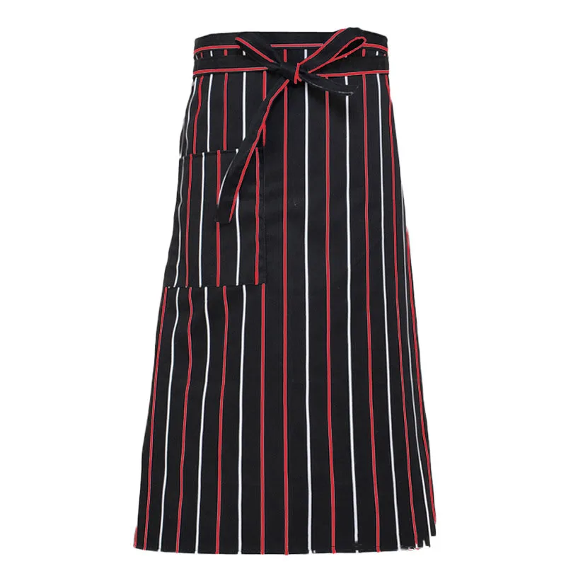 Waiter Kitchen Wear Men Chef Uniform Polyester Striped Women Waitress Restaurant Cook Costumes Cafe Pocket Chef Aprons - Цвет: Half12