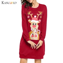 KANCOOLD S-XL размера плюс Туника осенние женские платья Повседневное рождественское платье с мультяшным принтом повседневное свободное вечернее платье с длинным рукавом