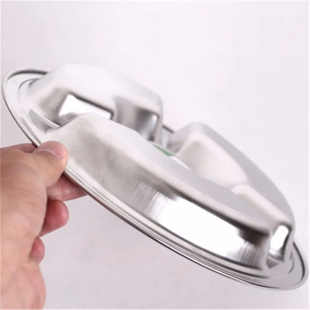 Stainless Steel Dinner Plate 3 Sections Round Divided Dish Children Fruit Snack Tray Baby Bowls Kitchen Tableware Dia 22/24/26cm