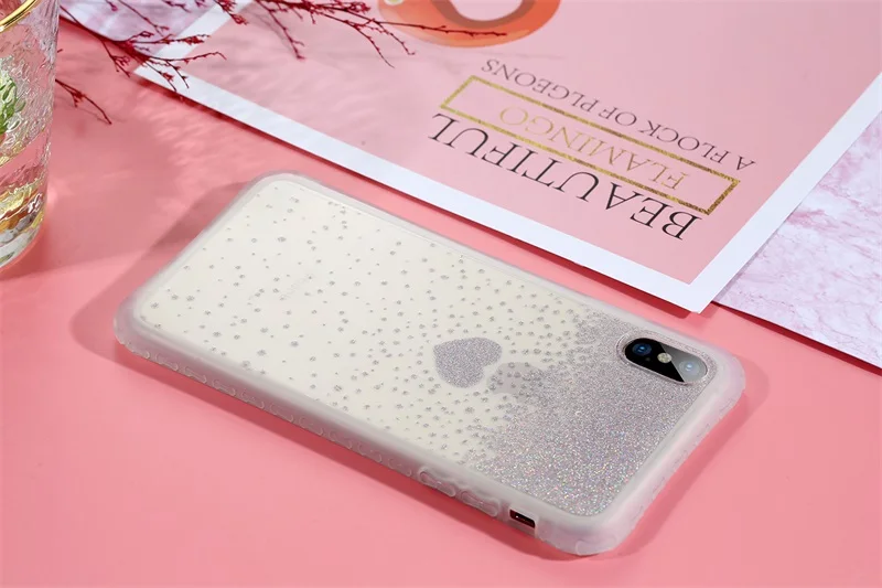 LISCN чехол для телефона с милым сердечком для iPhone 6 6S Plus 7 8 Plus X XS XR Xs Max 11 Pro Max Блестящий Прозрачный Роскошный чехол для телефона