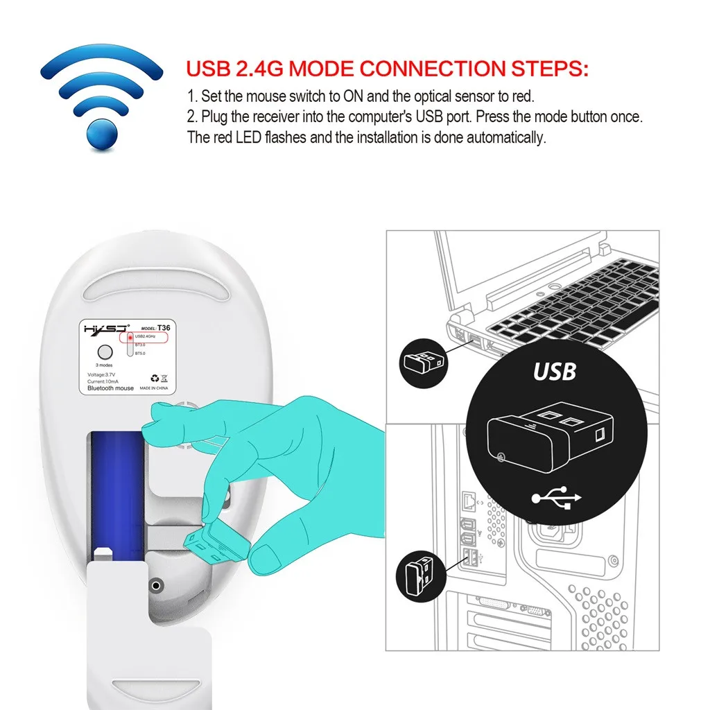 Max1600 dpi перезаряжаемая мышь Bluetooth 3,0+ BT5.0 2,4G Беспроводная трехрежимная Бесшумная мышь Бесшумная игровая мышь для ПК и ноутбука