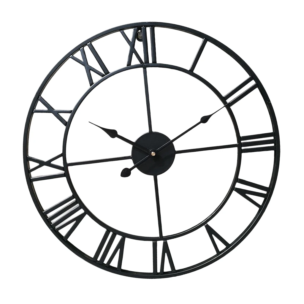 Vintage Round Retro Time Big Display Clock Mechanism Wall Clock Quartz Antique No ticking Easy Read for living Room 16x2inch 