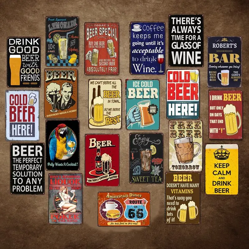 

New Beer Wine Style Tin Sign Art Painting Bar Pub Cafe Garage Hotel House Wall Decor Metal Poster