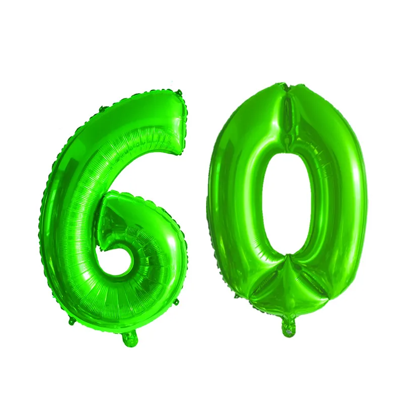 Green 60 2 шт 32 или 40 дюймов с днем рождения 60 фольгированные воздушные шары Розовый Синий Золотой номер 60th лет вечерние украшения для мальчиков и девочек - Цвет: Green 60