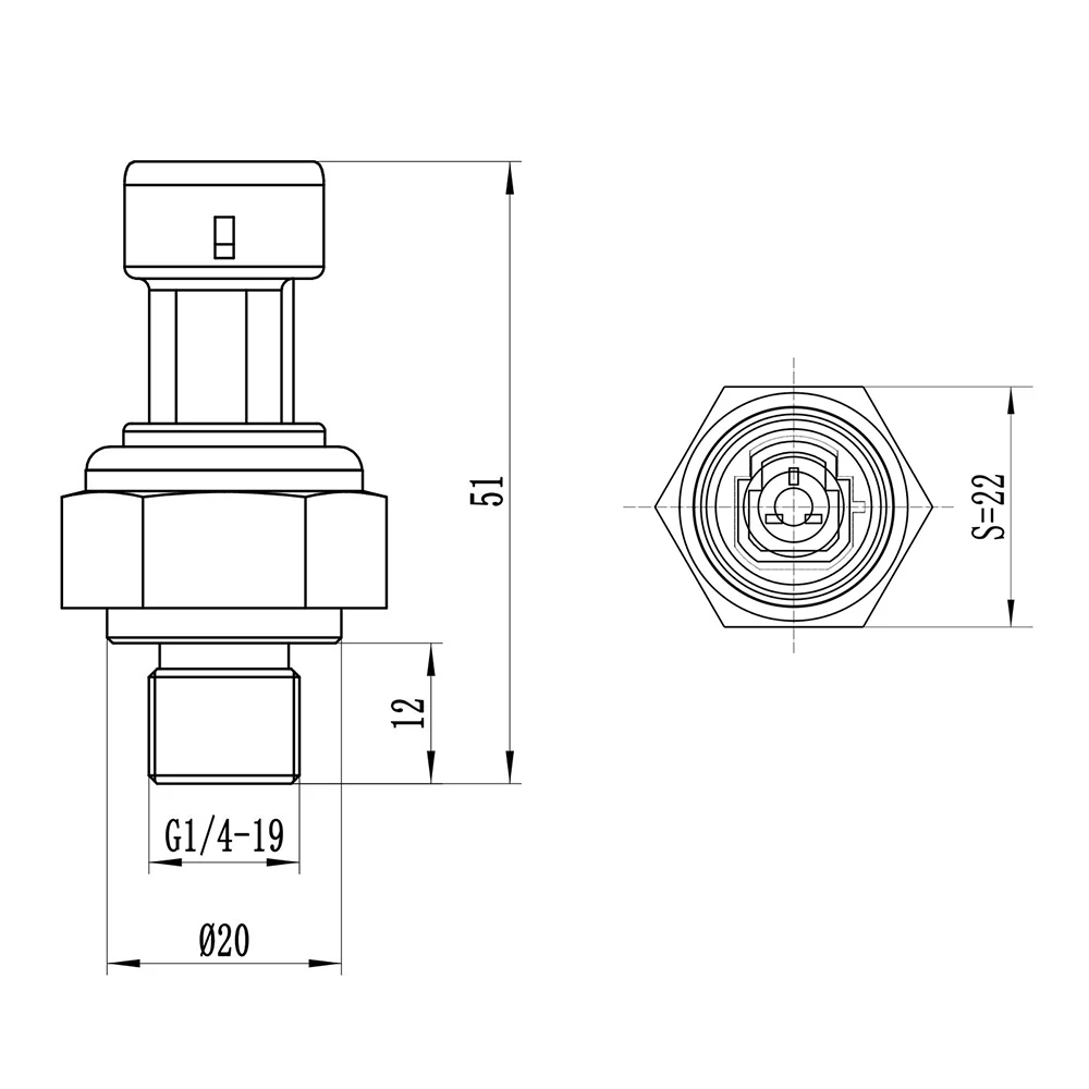 Air Compressor Pressure Transducer Pressure Sensor 0.5Mpa 0.5-4.5V 5-12VDC 0.3m Cable G1/4 Carbon Steel Alloy