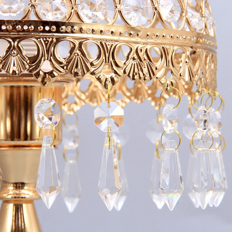 Европейский роскошный металлический позолоченный Настольный декоративный Настольный светильник традиционный дизайн хрустальный подвесной светодиодный E27 для прикроватного освещения