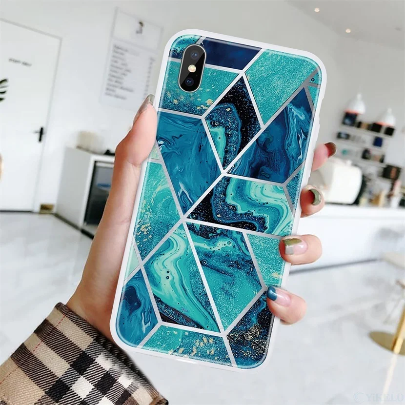 Чехол для телефона для samsung Galaxy S8 S9 S10 Note10 S10E J3 J5 J7 J4 J6 J8 плюс арт в виде геометрических фигур Мрамор мягкая термополиуретановая накладка на заднюю панель