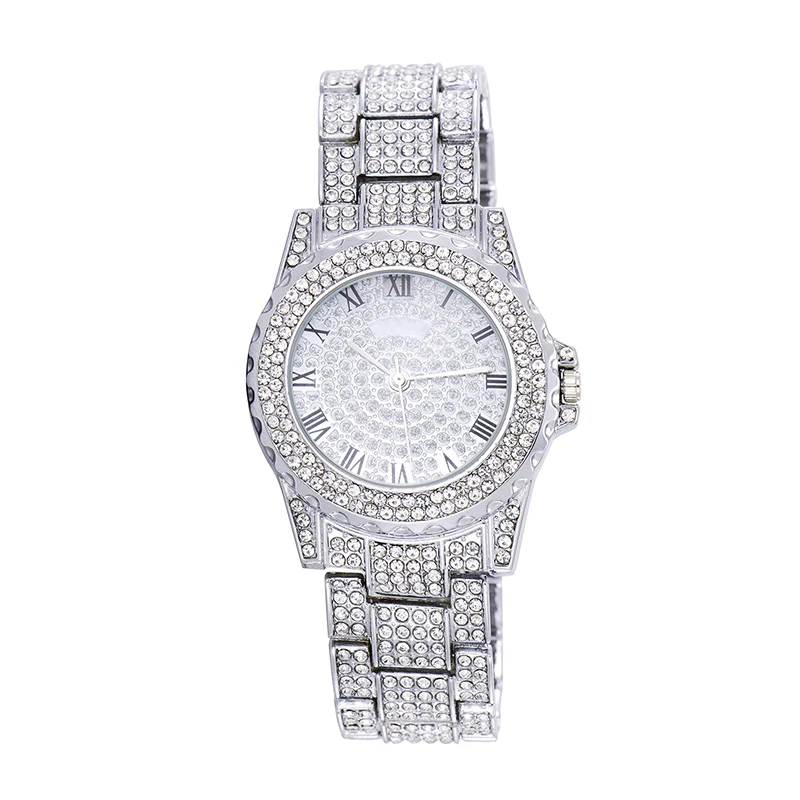

Hip Hop Luxury Mens Iced Out Watches Date Quartz Wrist Watches With Micropave CZ Alloy Watch For Women Men Jewelry