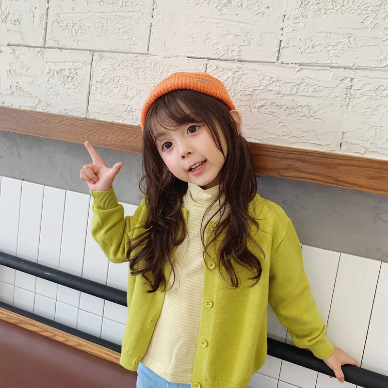 

New Autumn Unisex Kids Knitted Cardigan Sweaters Korean Style Soild Color Baby Girls Boys Fall Sweater Cute Children Coats