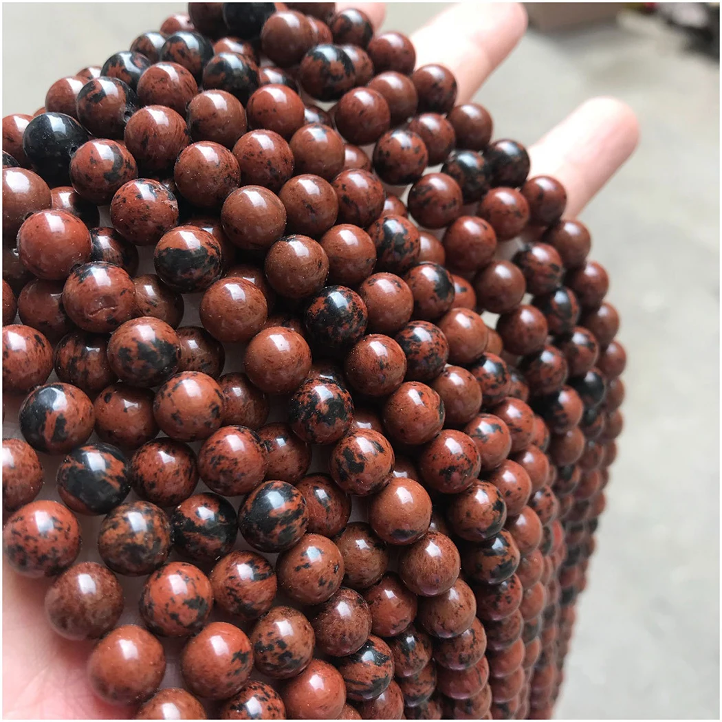 Natural Mahogany Obsidian 4-10mm round Gemstone beads for 925 sterling silver Jewelry Making Necklace Bracelet 15inch ICNWAY | Украшения и