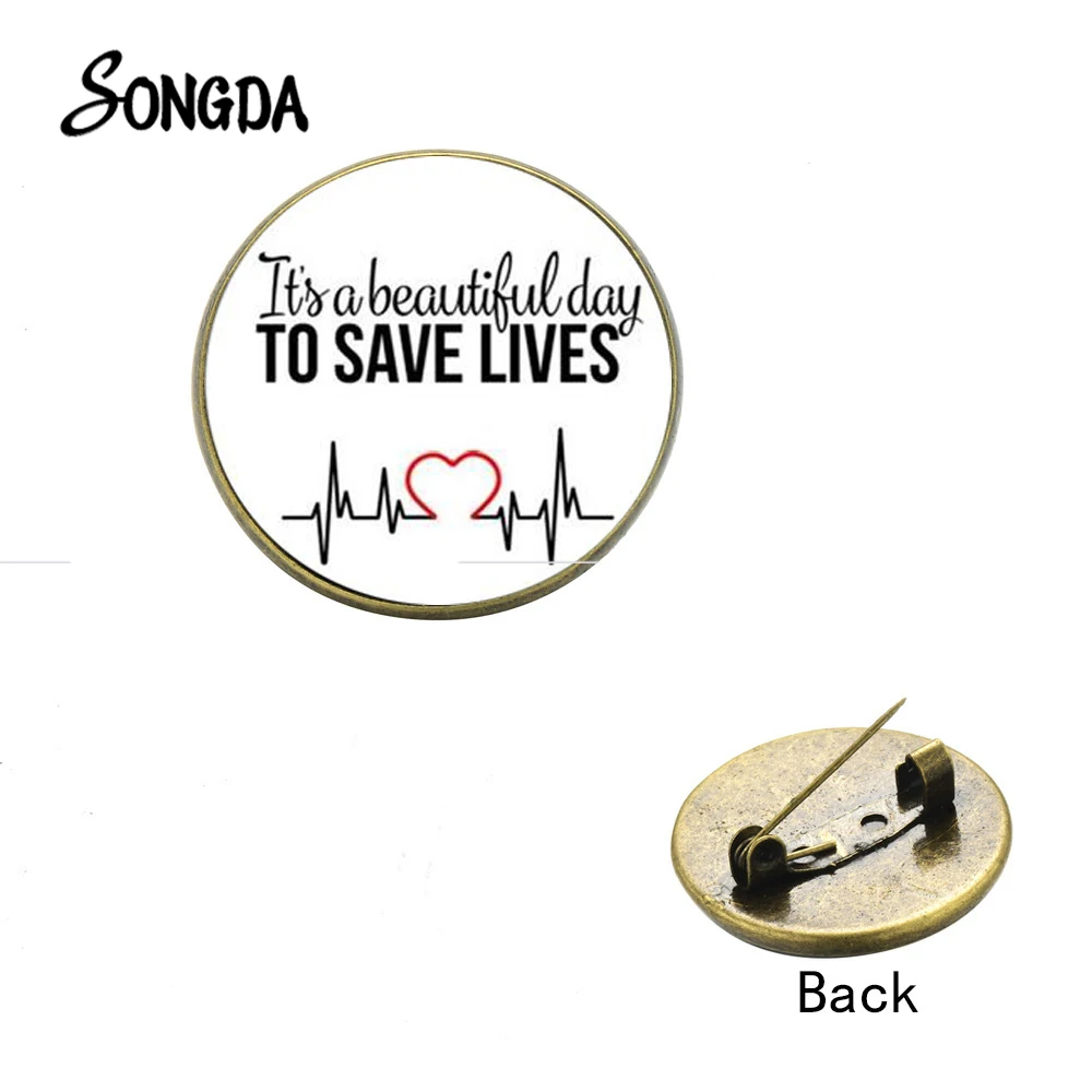 

SONGDA To Save Lives Nurse Brooch Stethoscope Electrocardiogram Creative Doctor Nurse Coat Uniform Pins Medical Student Jewelry