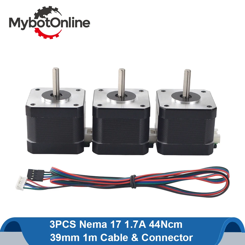 

3PCS Nema17 Stepper Motor 39mm 42 Motor Nema 17 Motor 42BYGH 1.7A(17HS4401S) Stepping Motor 4-lead for CNC 3D Printer