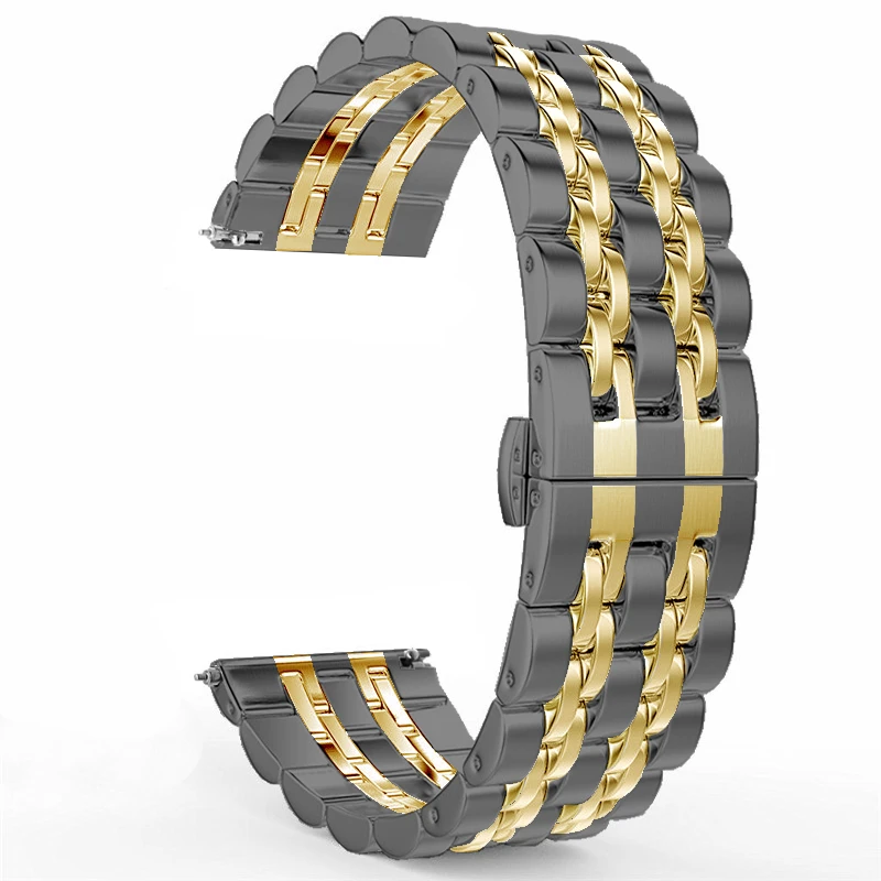 Металлический ремешок для Galaxy Watch 46 мм полосы/gear S3 классический ремешок 22 мм браслет из нержавеющей стали для samsung Galaxy Watch 46 мм R800 - Цвет ремешка: black gold