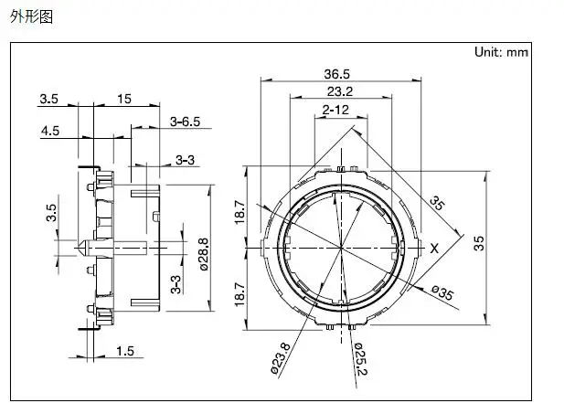 2 шт./лот ALPS alpine EC35AH220403 полый, датчик положения вала EC35AH240403