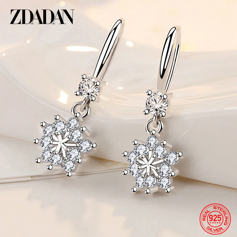 Orecchini Pendenti Fiocco Di Neve In Argento Donna JiaYang - Regalo Natale Idea Madre