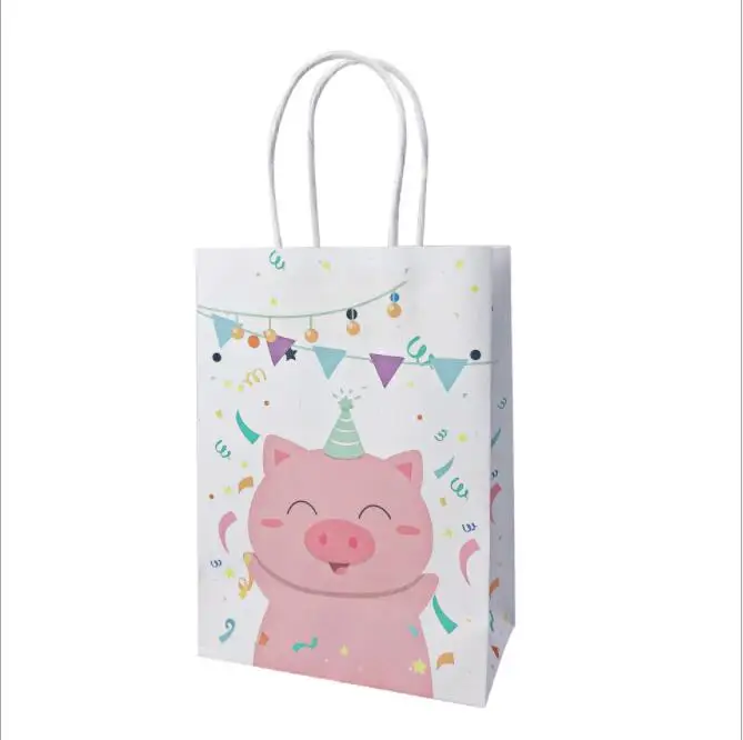10 шт 15*8*21 см милые животные мультяшный бумажный пакет маленький бумажный подарочный пакет с ручкой детский душ день рождения мешок для конфет на вечеринку - Цвет: pig