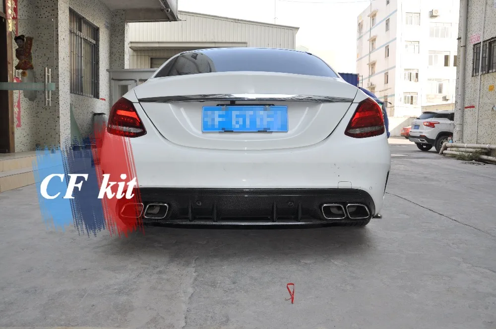 AMG стильный диффузор из углеродного волокна, задняя губка для Mercedes-Benz W205 C43 C63-, задний бампер, комплект для автомобиля