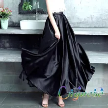 Летняя мода размера плюс 7XL черная шифоновая фальшивая шелковая атласная женская элегантная Солнцезащитная юбка/юбки для женщин