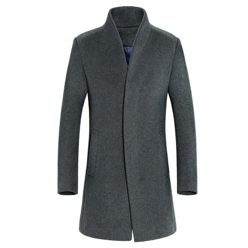 JAYCOSIN зимняя теплая куртка, Мужская тонкая Длинная черная куртка, Мужская мода, длинный рукав, на пуговицах, умный Тренч, пальто, Veste Homme 1025
