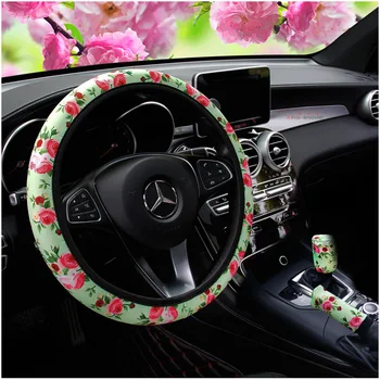 

Without Inner Ring Elasticity Rose Steering Wheel Cover Gear Cover shou cha tao Grip Cover Three-piece Set AliExpress Amazon