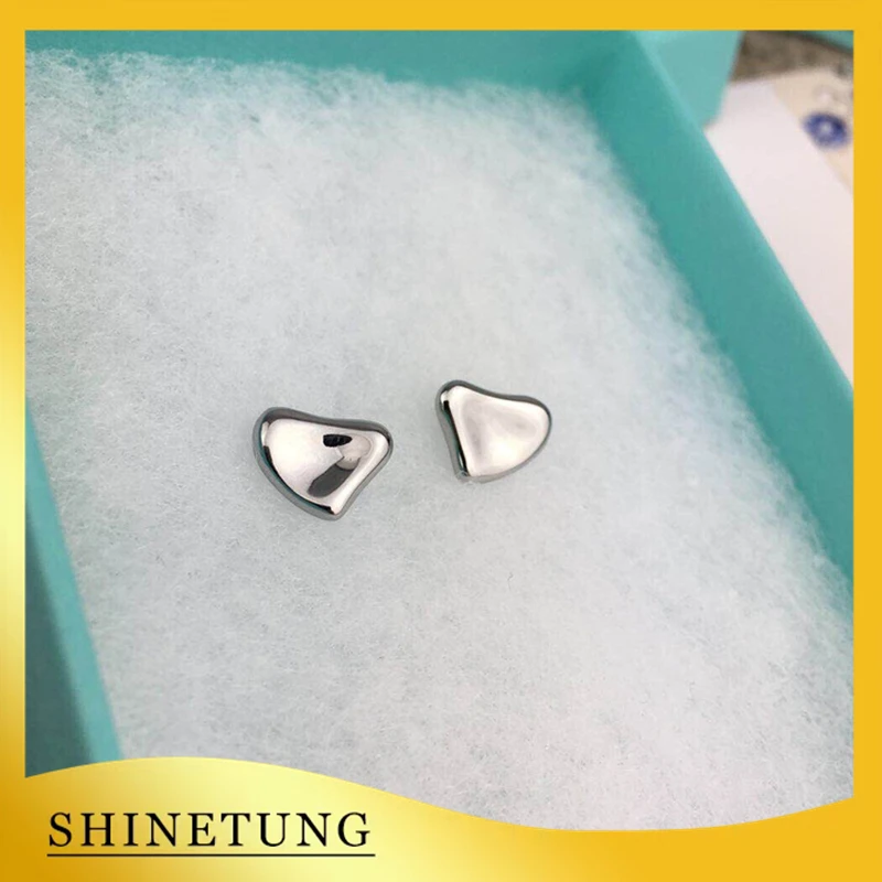 

1: 1 Original Model S925 Sterling Silver Earrings Classic Fashion Silver Color Heart-Shape Earrings Ladies Jewelry Birthday Gift