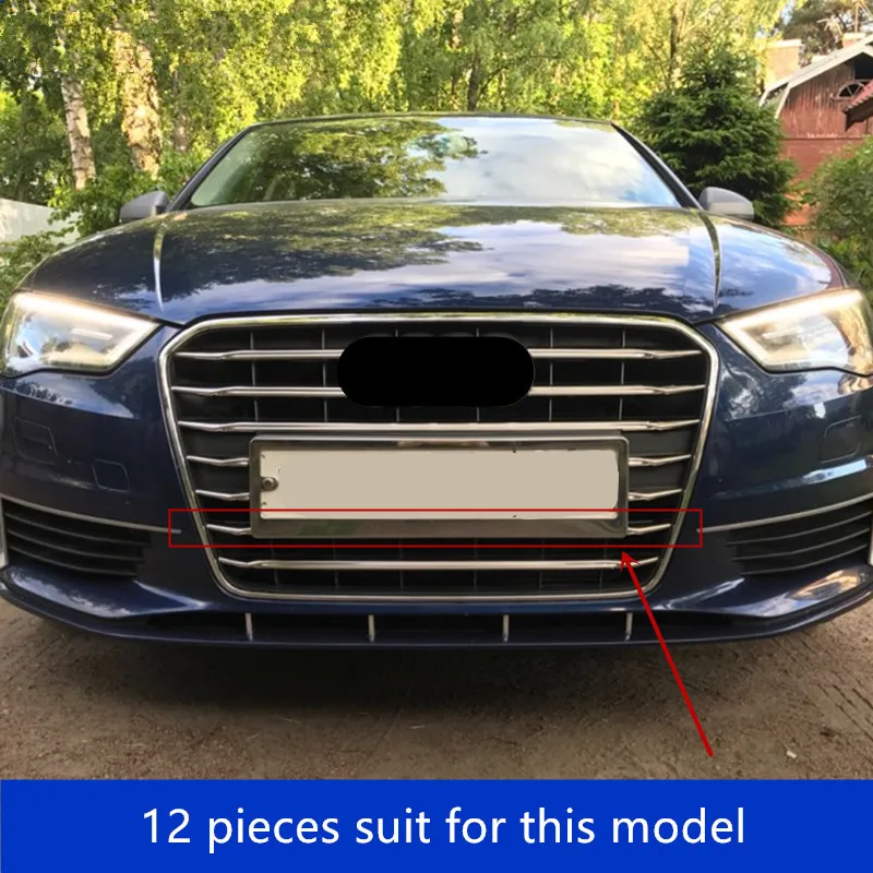 CNORICARC-For-Audi-A3-Sedan-Car-Front-Air-Grille-Cover-Trim-Strips-Exterior-Accessories-12pcs-Stainless (1)