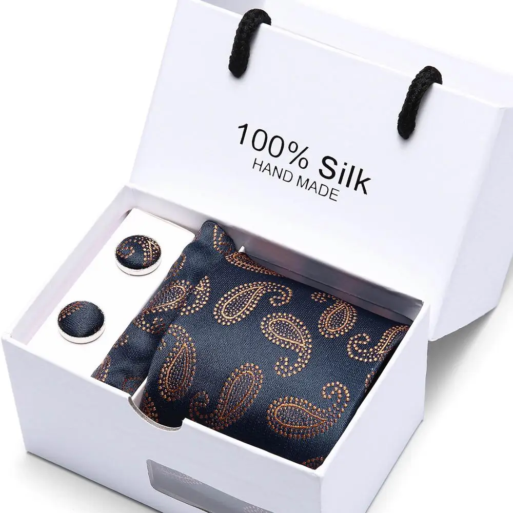 

Paisley Check Dot 100%Silk Wedding Jacquard Woven Men Classic Man's Tie Necktie extra long size 145*7.5cm gift box packing