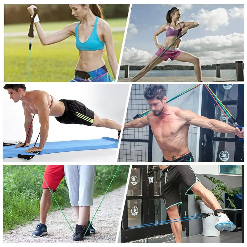 

11pcs/set Pull Rope Fitness Exercises Resistance Bands Latex Tubes Pedal Excerciser Body Training Workout Yoga