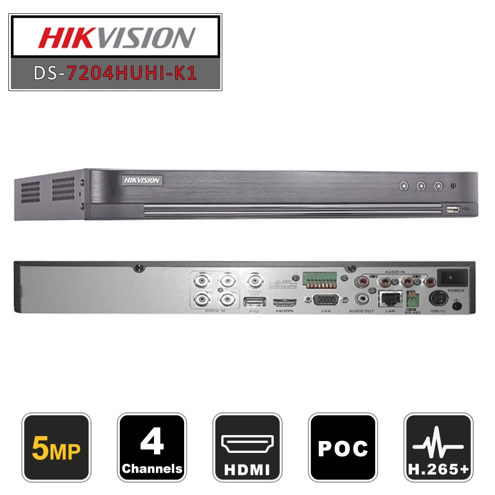 Hikvision Оригинальная версия 4ch/8ch DVR DS 7204HUHI K1 & 7208HUHI AHD CVI TVI CVBS IP 8MP для аналоговой