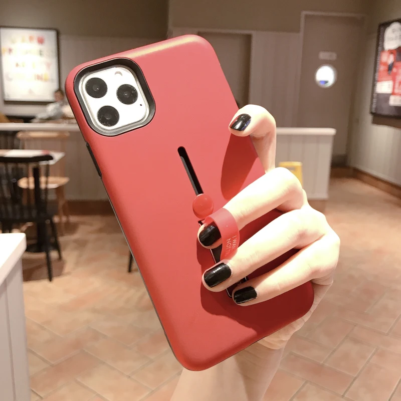 

Abmos Simple solid color English soft ring bracket phone Case For iPhone 6 6s 7 8 Plus for iPhone 11 Pro Max X XS Max