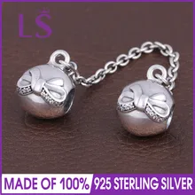 LS, высокое качество, Настоящее серебро 925, изящный бант, безопасная цепь, подходит для оригинального браслета, подвески, Pulseira Encantos.100%, хорошее изготовление ювелирных изделий