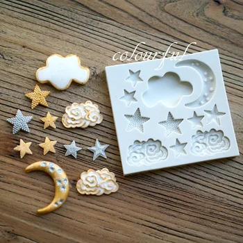 

Fondant Silicone Mould Dry Pez Chocolate Mould Stars Moon Clouds Fondant Cake Candy Mold Cake Decorating Tools Baking Supplies