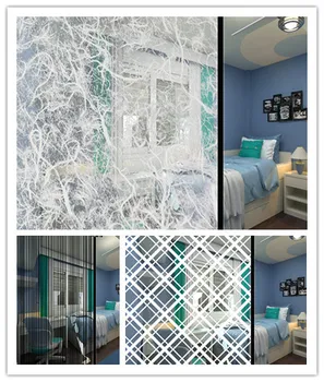 

SUNICE Different Style Adhesive Window Film Frosted Glass Film Bathroom Door Glass Decoration Film Privacy Covering 90*200CM