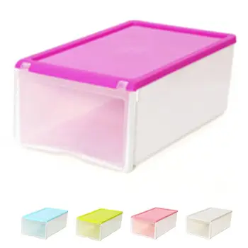 

HOT Transparent Drawer Case Plastic Shoe Storage Boxes Organizer Stackable Box, Gray