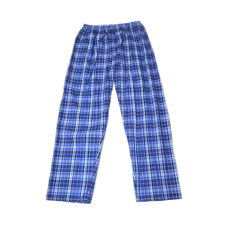 Men's Fancy Plaid Cotton Sleepwear Trousers Blue