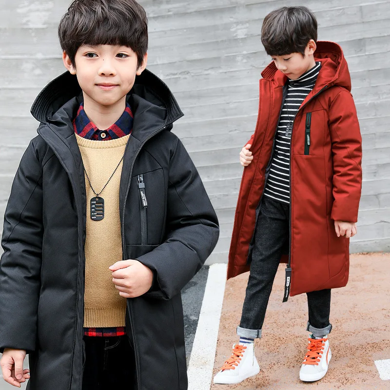 

New Style BOY'S Winter Style Big Boy 110-180 Code Korean-style Back Printed Letter Flower Stickers Long Cotton-padded Clothes