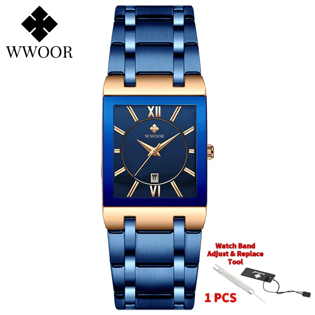 Relogio Masculino WWOOR Gold Black Watch Men Quartz Waterproof Wrist Watch For Men Fashion Square Casual Clock Male Dropshipping 