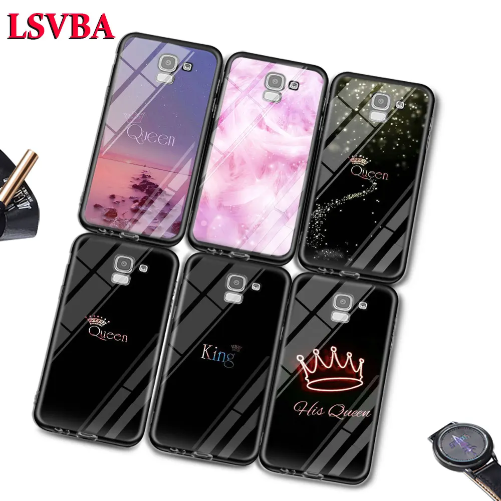 

King Queen Feather For Samsung Galaxy J2 J3 J4 J5 J6 J7 Plus Core 2018 2017 2016 Super Bright Glossy Phone Case Cover
