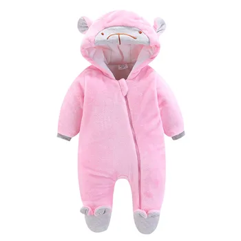 

Baby Romper Girl Boys Zipper Warm Thick Hooded Bear Ear Jumpsuit New Born Costume Clothes Toddler Kids Winter Clothes 2019 19Sep