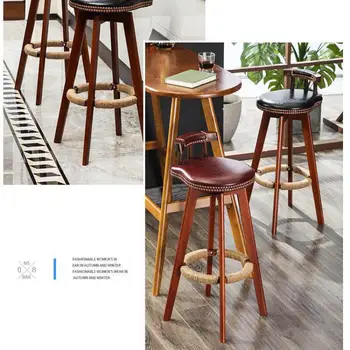 

Bar Chair Solid Wood High Stool Net Red Isn Log Front Desk Chair Back Chair Bar Table Chair Nordic Household