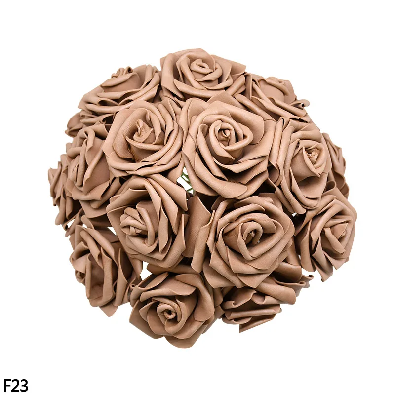 24 шт 7 см Искусственный цветок розы Букет полиэтиленовый пены розы искусственные цветы для свадьбы свадебный букет День рождения деко DIY ВЕНОК расходные материалы - Цвет: F23