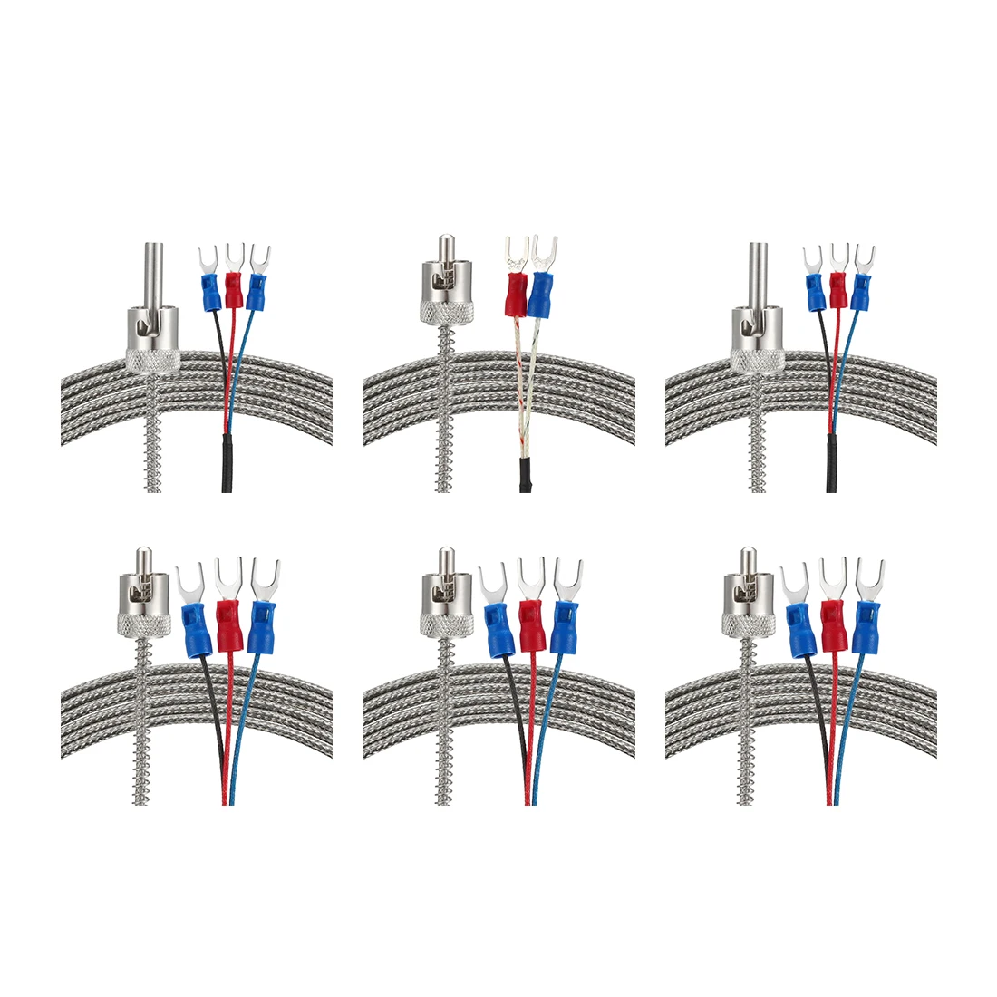 

uxcell Temperature Sensor Probe K Type/E Type/Pt 100 Circlip Type Thermocouple 1/1.5/3/5 Meters Cable Metal Shield