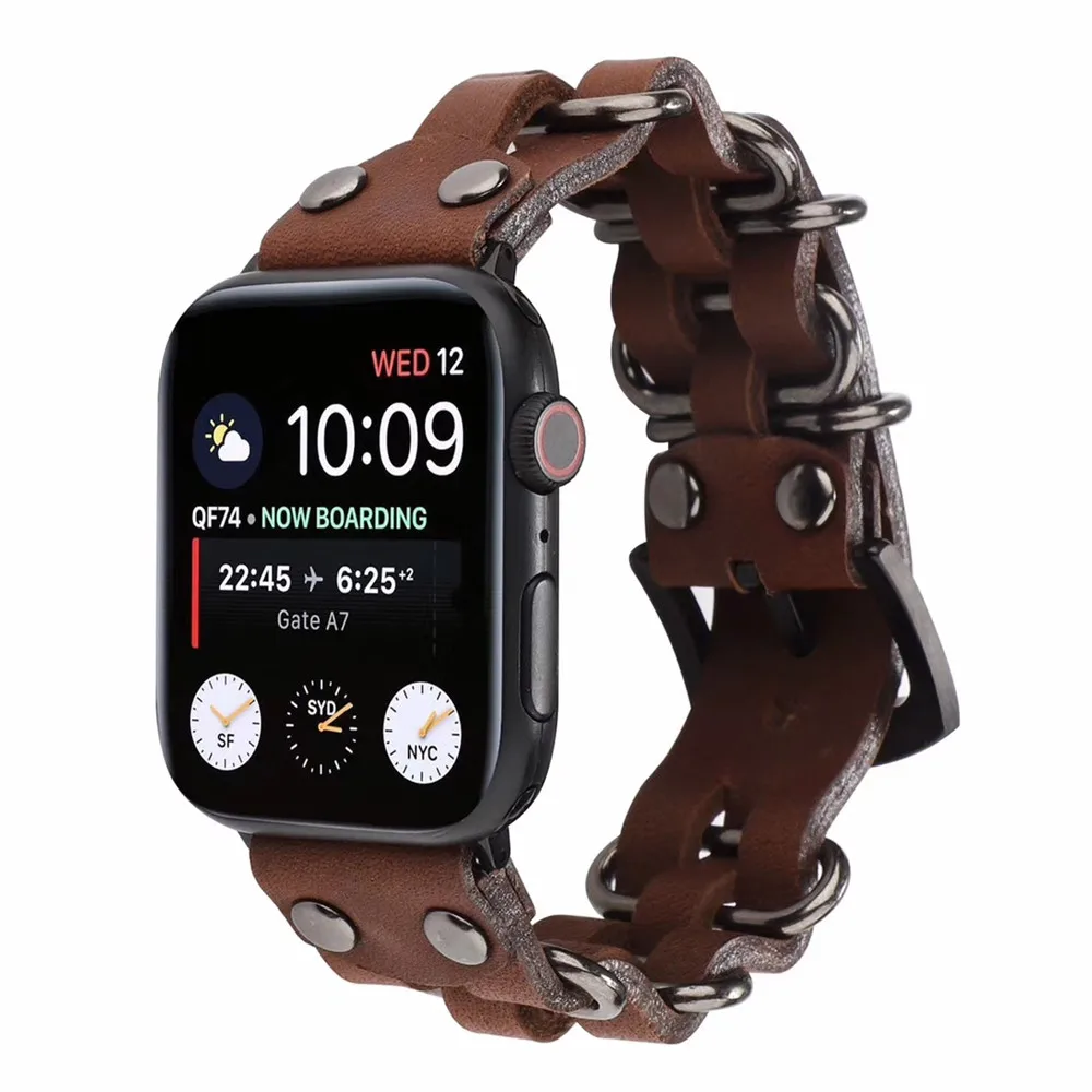 Ремешки для наручных часов Apple Watch 5 ремешок 42 44 мм ремешок из натуральной кожи для iWatch 1 2 3 4 5 38 мм 40 мм смарт носимые аксессуары