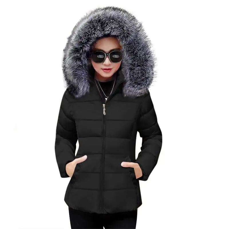 

Warm Winter Coat Women With Detachable Hat Fur Collar short Outwear Plus size 5XL Ladies Down Coat Winter Jacket Female Parka
