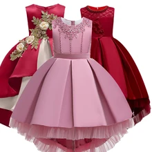 Зимнее рождественское платье, детское платье с вышивкой бисером для девочек, вечернее платье принцессы на свадьбу, детская одежда для девочек, vestido, 3, 4, 5, 6, 8, 1, 0 лет