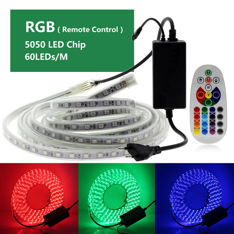 AC220V Светодиодная лента RGB сменный/теплый белый+ синий двойной цвет IP67 Водонепроницаемый для наружного использования гибкий светодиодный светильник полосы - Испускаемый цвет: RGB