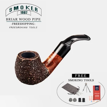 

▂ξ Smoker~ Bent Briar Wood Pipe Delicate & Compact Fit 9MM Filters With Free Smoking Tools Good Gifts For Olders Free Shipping